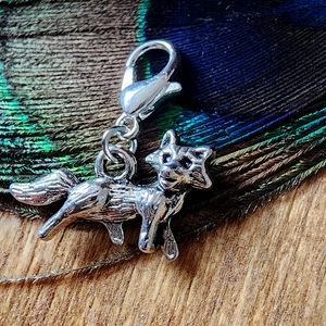 5/$25 Silver Fox Charm for Bracelet Animal Zipper Pull Celtic Goddess Witch Gift